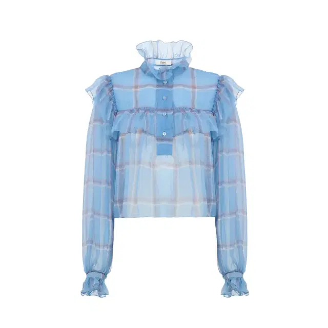 Chloé Ruffled top in check silk mousseline