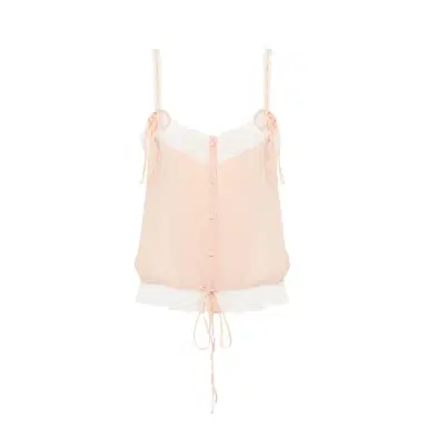 Chloé Drawstring camisole top in silk georgette & lace | Thumbnail 1