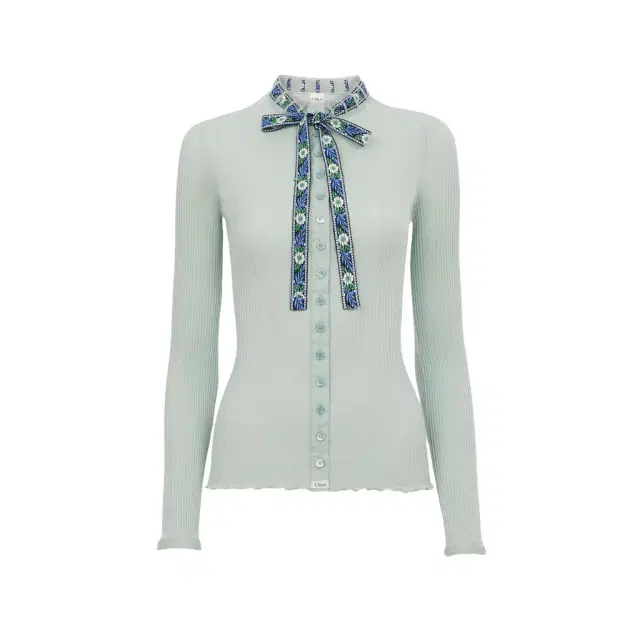 Chloé Tie-front fitted cardigan in cotton