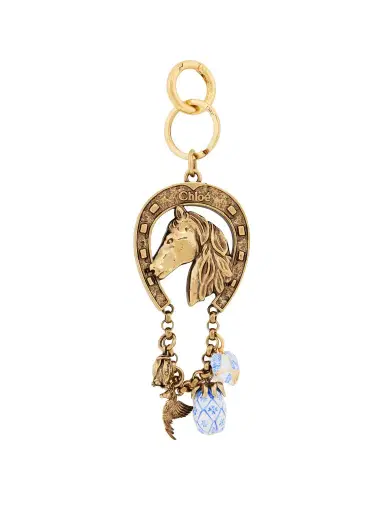 Chloé Chloé Symbols Horseshoe & Jewels key ring bag charm in brass | Thumbnail 1