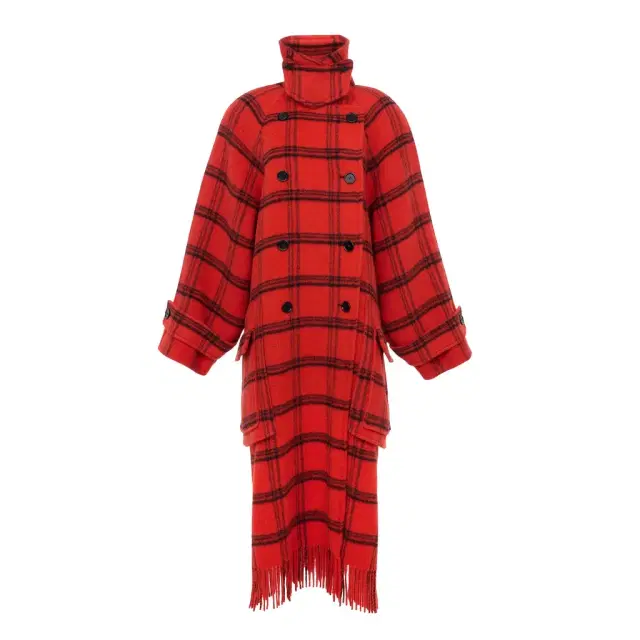 Chloé Double-breasted oversized long coat in check double-face wool & alpaca