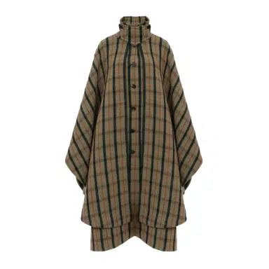 Chloé Layered long cape coat in brushed check wool | Thumbnail 1