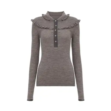 Chloé Fitted Henley shirt in a superfine wool knit | Thumbnail 1