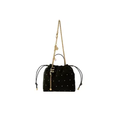 Chloé Mini Chloé Icons shoulder bag with chain in velvet with studs | Thumbnail 1