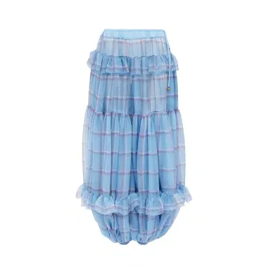 Chloé Fluid pleated pants in check silk mousseline | Thumbnail 1