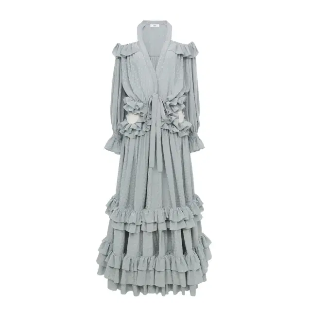 Chloé Cut-out long ruffled dress in silk jacquard