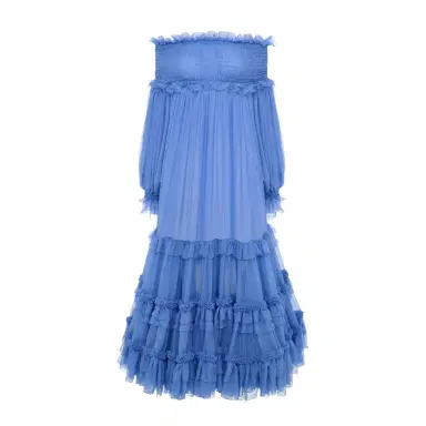Chloé Off-the-shoulder long dress in silk mousseline | Thumbnail 1