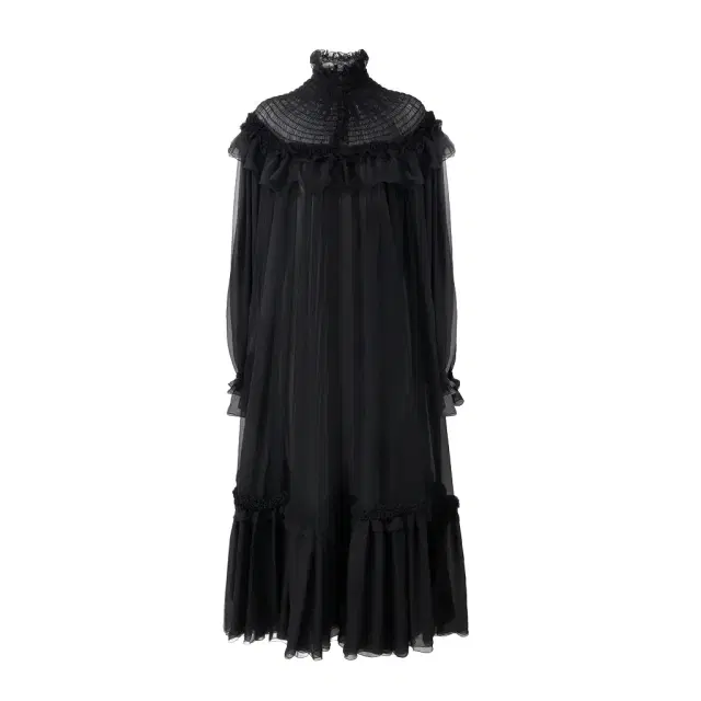 Chloé High-neck ruffled midi dress in silk mousseline
