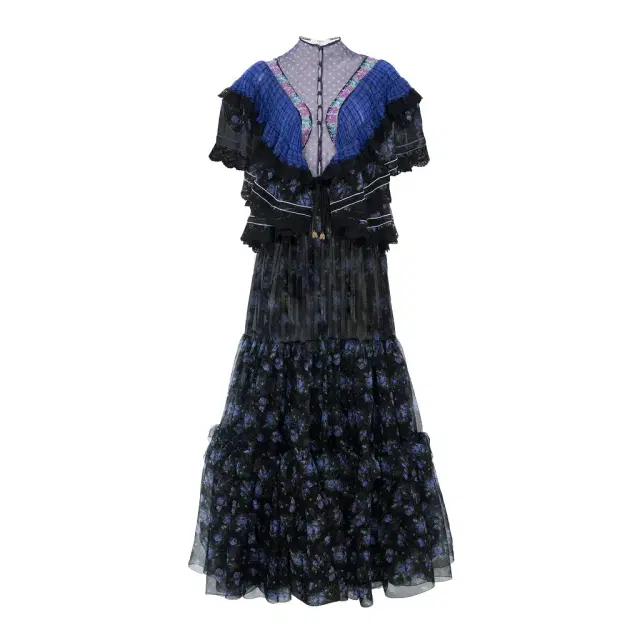 Chloé Ruffled long dress in silk mousseline & lace