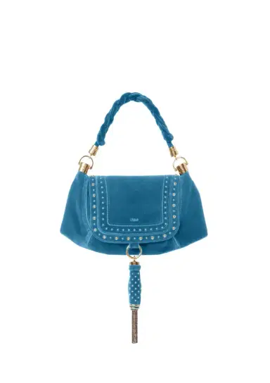 Chloé Small Marcie Foulard hobo bag in velvet with studs | Thumbnail 1