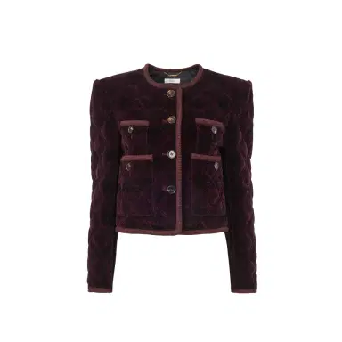 Chloé Boxy collarless jacket in check cotton | Thumbnail 1