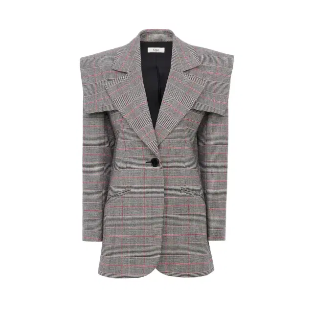 Chloé Single-breasted tailored jacket in Prince of Wales wool