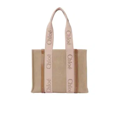 Chloé Woody tote bag in linen | Thumbnail 1 Chloé Woody tote bag in linen | Thumbnail 1