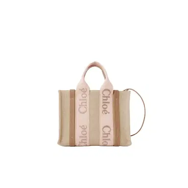 Chloé Small Woody tote bag in linen | Thumbnail 1
