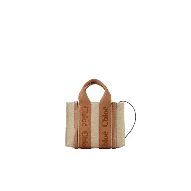 Chloé Mini Woody tote bag in linen