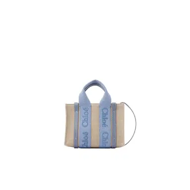 Chloé Mini Woody tote bag in linen | Thumbnail 1 Chloé Mini Woody tote bag in linen | Thumbnail 1