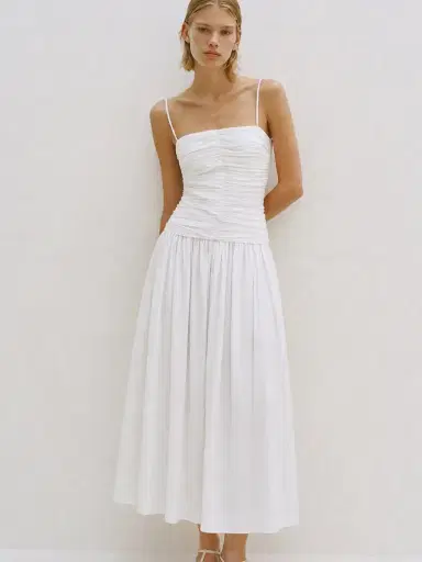Tove Amina Ruched Cotton Midi Dress | Thumbnail 2
