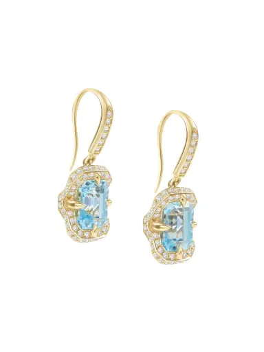 YI COLLECTION Aquamarine and Diamond Aurora Earrings | Thumbnail 2