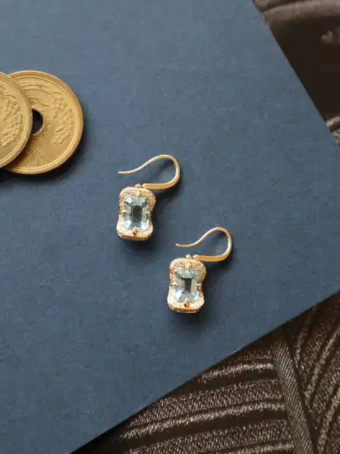 YI COLLECTION Aquamarine and Diamond Aurora Earrings | Thumbnail 3