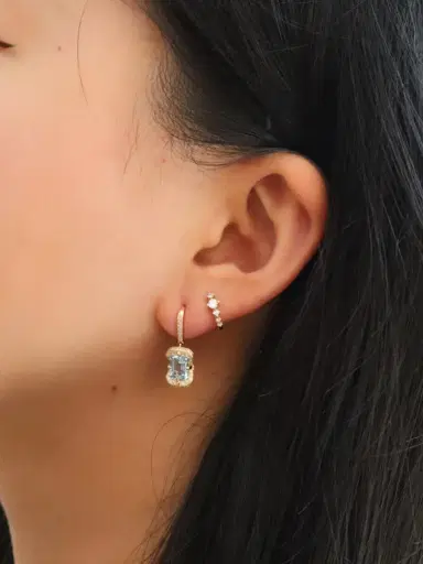 YI COLLECTION Aquamarine and Diamond Aurora Earrings | Thumbnail 4