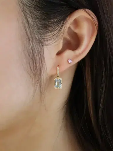 YI COLLECTION Aquamarine and Diamond Aurora Earrings | Thumbnail 5
