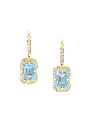 YI COLLECTION Aquamarine and Diamond Aurora Earrings | Thumbnail 1
