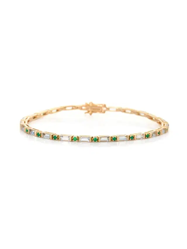 YI COLLECTION Aquamarine and Emerald Spring Tennis Bracelet