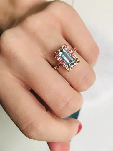 YI COLLECTION Aquamarine and Pink Tourmaline Candy Ring | Thumbnail 3