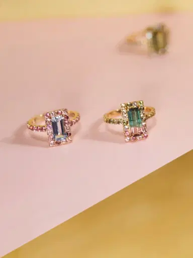 YI COLLECTION Aquamarine and Pink Tourmaline Candy Ring | Thumbnail 4
