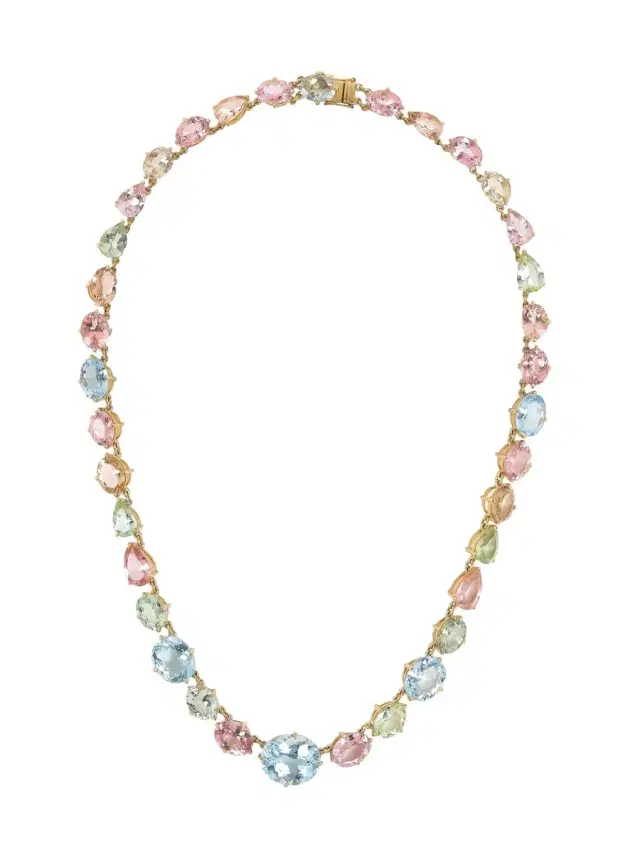 YI COLLECTION Aquamarine and Tourmaline Candy Necklace