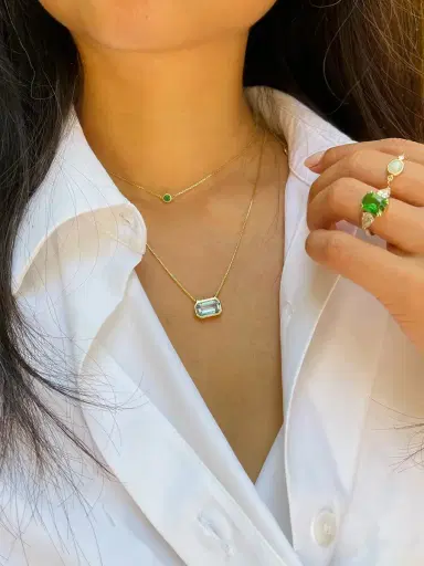 YI COLLECTION Aquamarine Nouveau Necklace | Thumbnail 2