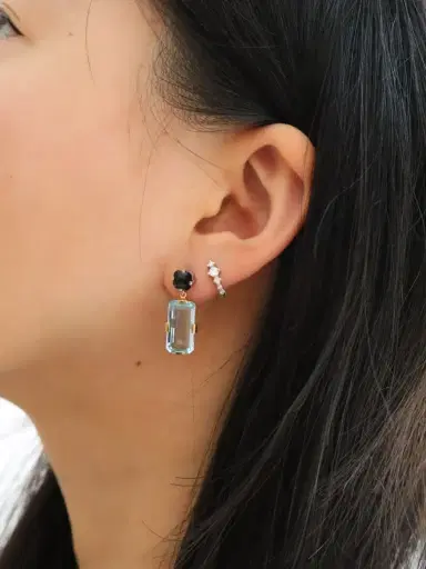 YI COLLECTION Aquamarine Tourmaline Bar Earrings | Thumbnail 2