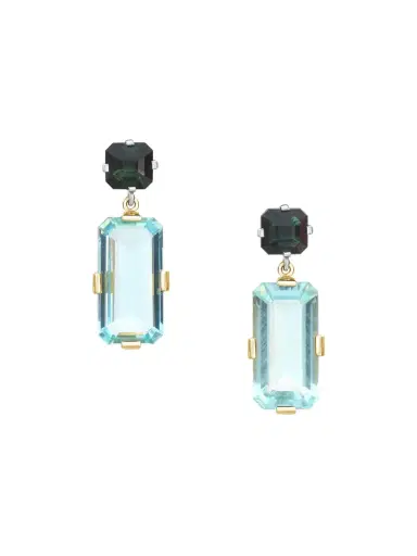 YI COLLECTION Aquamarine Tourmaline Bar Earrings | Thumbnail 1