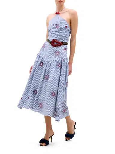 Silvia Tcherassi Ares Cotton Halter Midi Dress | Thumbnail 2 Silvia Tcherassi Ares Cotton Halter Midi Dress | Thumbnail 2