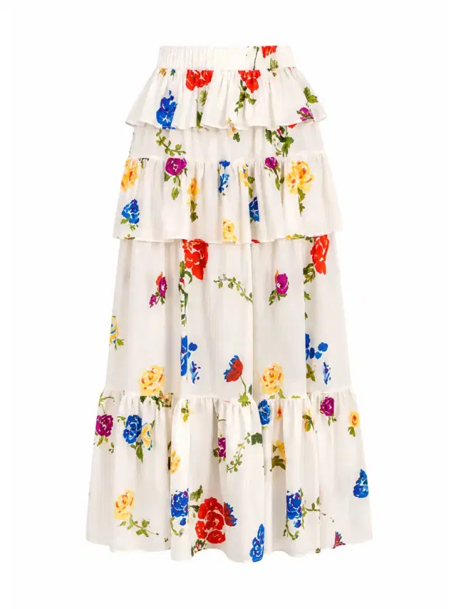 CAROLINE CONSTAS Brianna Ruffled Maxi Skirt
