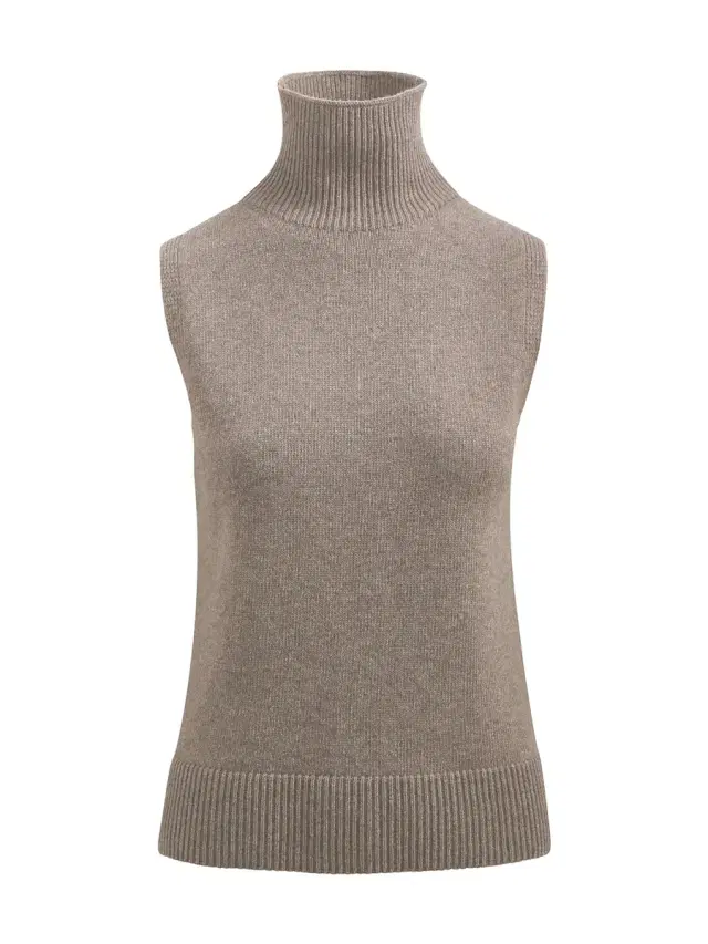 Brandon Maxwell Bruno Sleeveless Wool-Cashmere Turtleneck