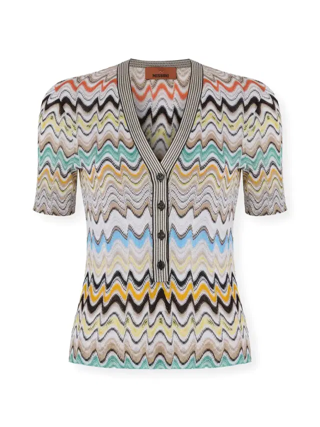 Chevron Knit Short-Sleeve Top