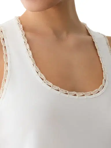 LAFAYETTE 148 Cotton Rib Crochet Trim Tank | Thumbnail 4 LAFAYETTE 148 Cotton Rib Crochet Trim Tank | Thumbnail 4