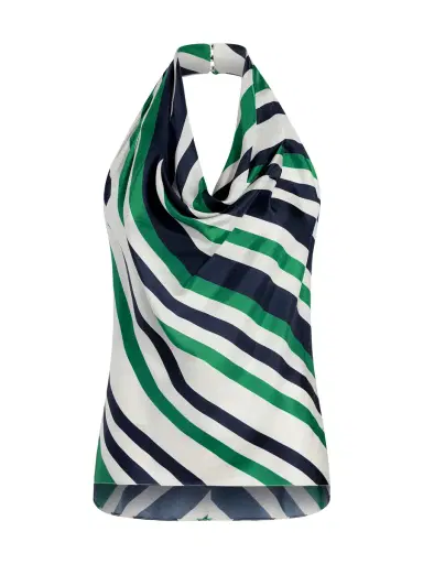 Adam Lippes Cusette Striped Silk Halter Top | Thumbnail 1