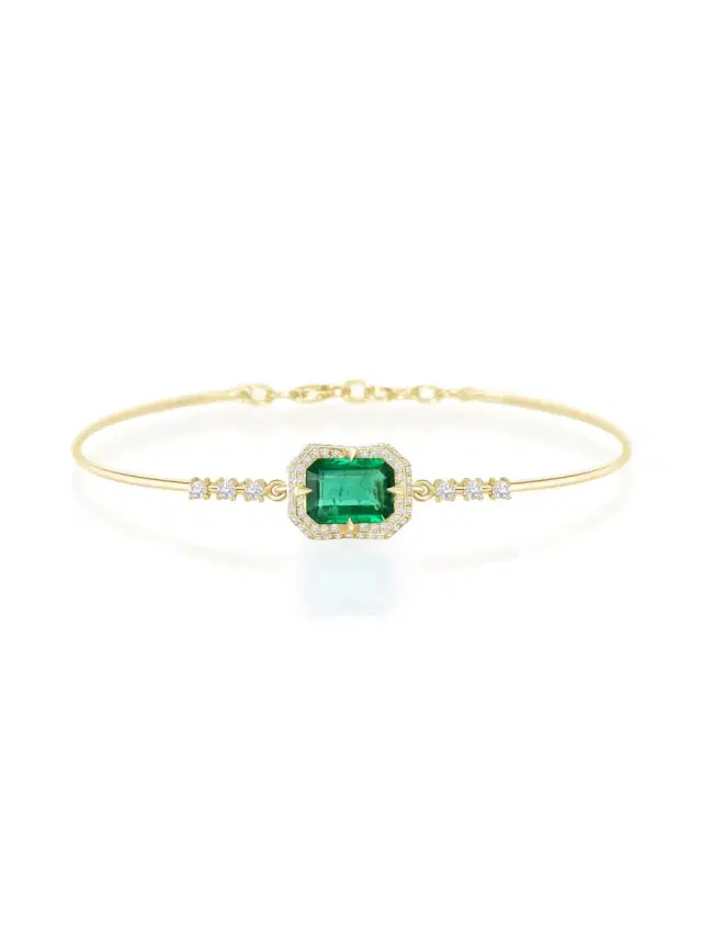 YI COLLECTION Emerald & Diamond Aurora Bangle