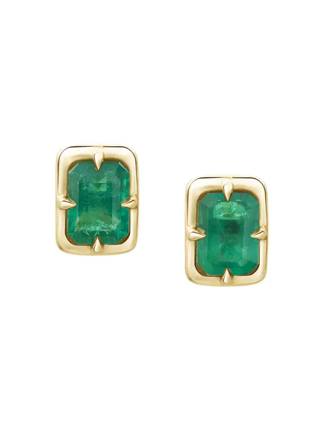 YI COLLECTION Emerald Compass Earrings