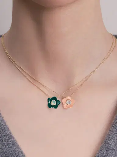 Aliita Exagonal Enamel and White Opal Flower Necklace | Thumbnail 2