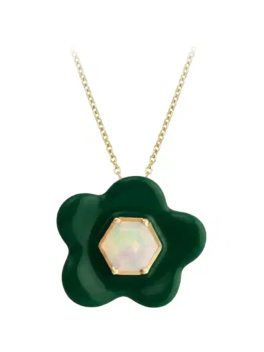 Aliita Exagonal Enamel and White Opal Flower Necklace | Thumbnail 1