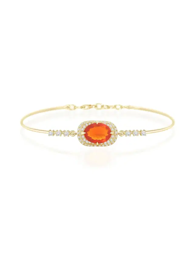 YI COLLECTION Fire Opal and Diamond Aurora Bangle