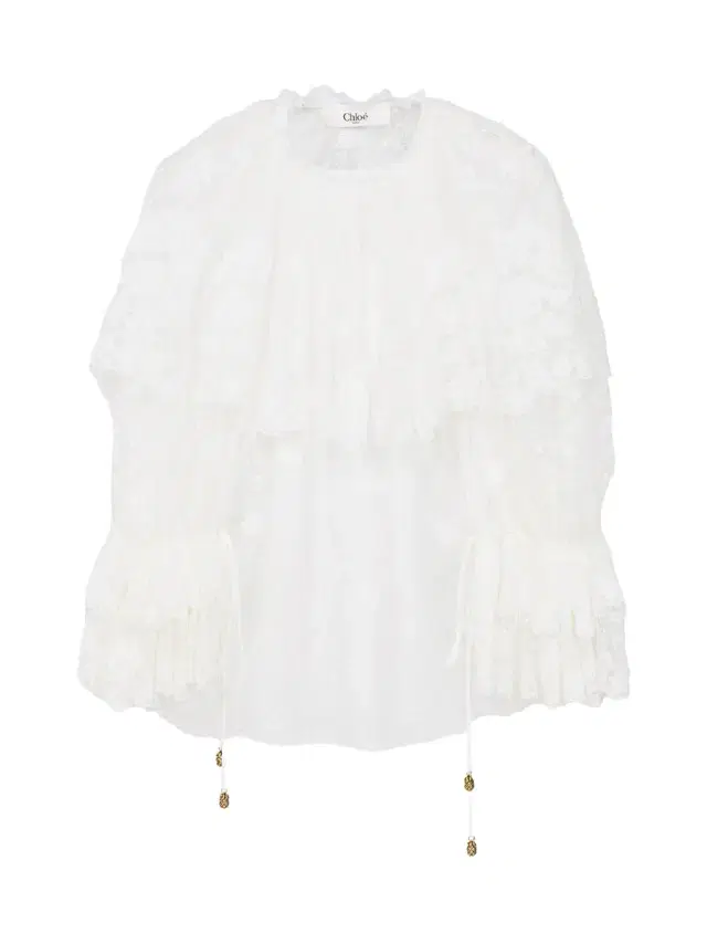Chloé Gathered Lace Blouse