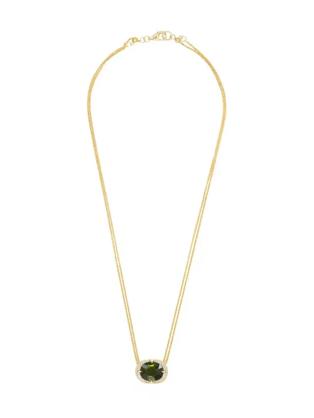 YI COLLECTION Green Tourmaline Aurora Necklace