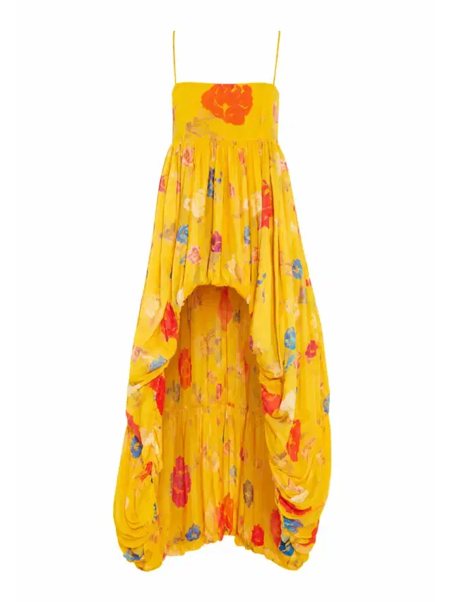 CAROLINE CONSTAS Isabelle High-Low Silk Gown