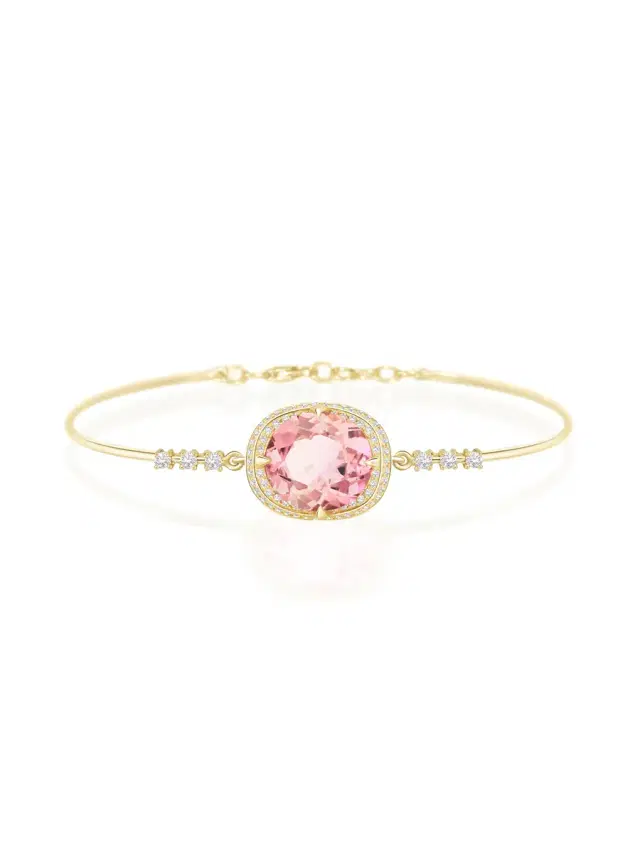 YI COLLECTION Light Pink Tourmaline Aurora Bangle