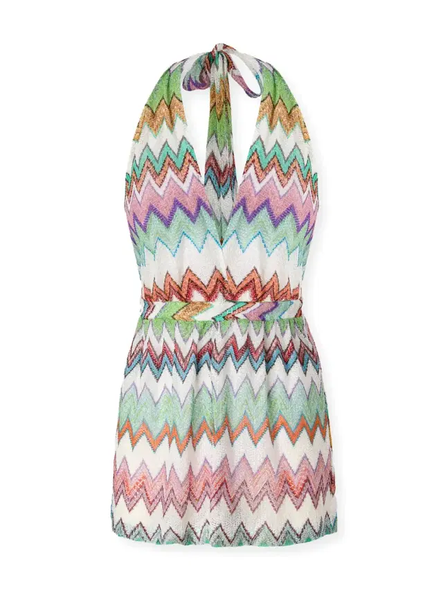 Missoni Macro Zig-Zag Lamé Halter Romper