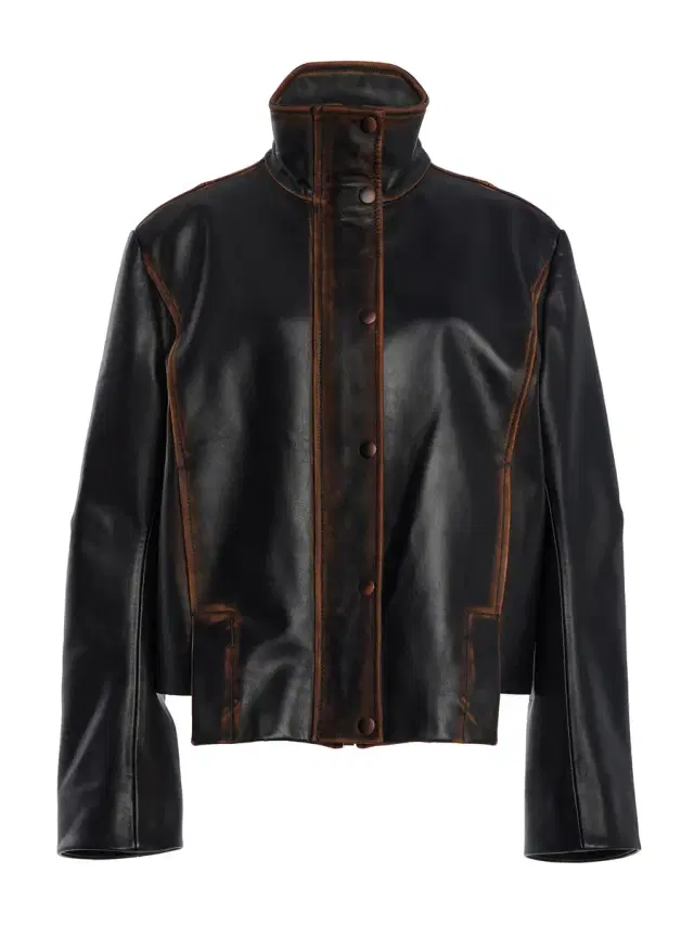 Brandon Maxwell Mason High-Neck Leather Jacket